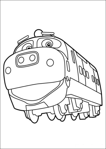 Coloriage d'un train locomotive en pleine vapeur sur des rails