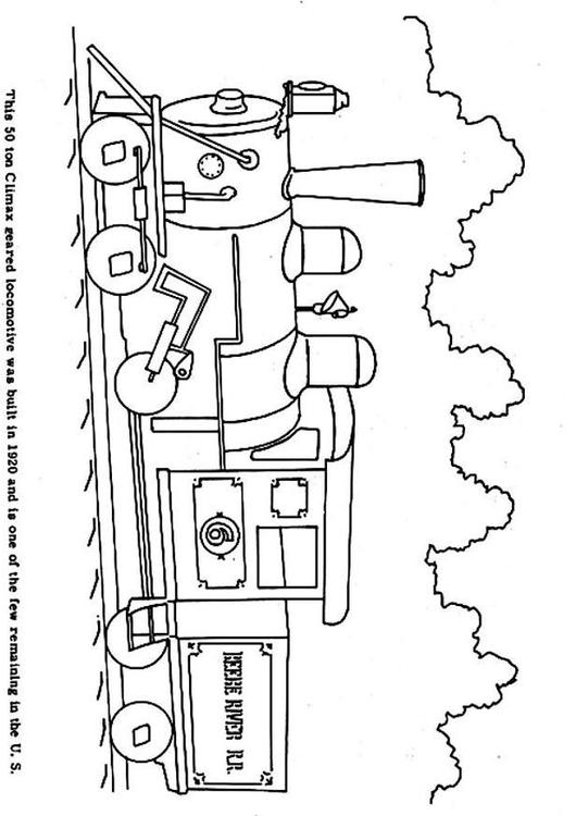 Coloriage d'une locomotive à vapeur sur une voie ferrée