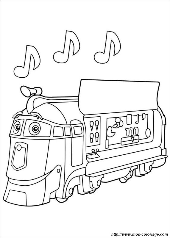 Coloriage d'une locomotive à vapeur sur des rails