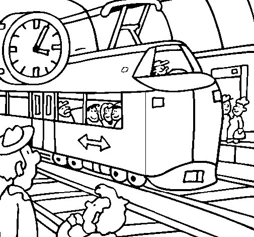 Coloriage d'un tramway circulant dans un paysage urbain animé