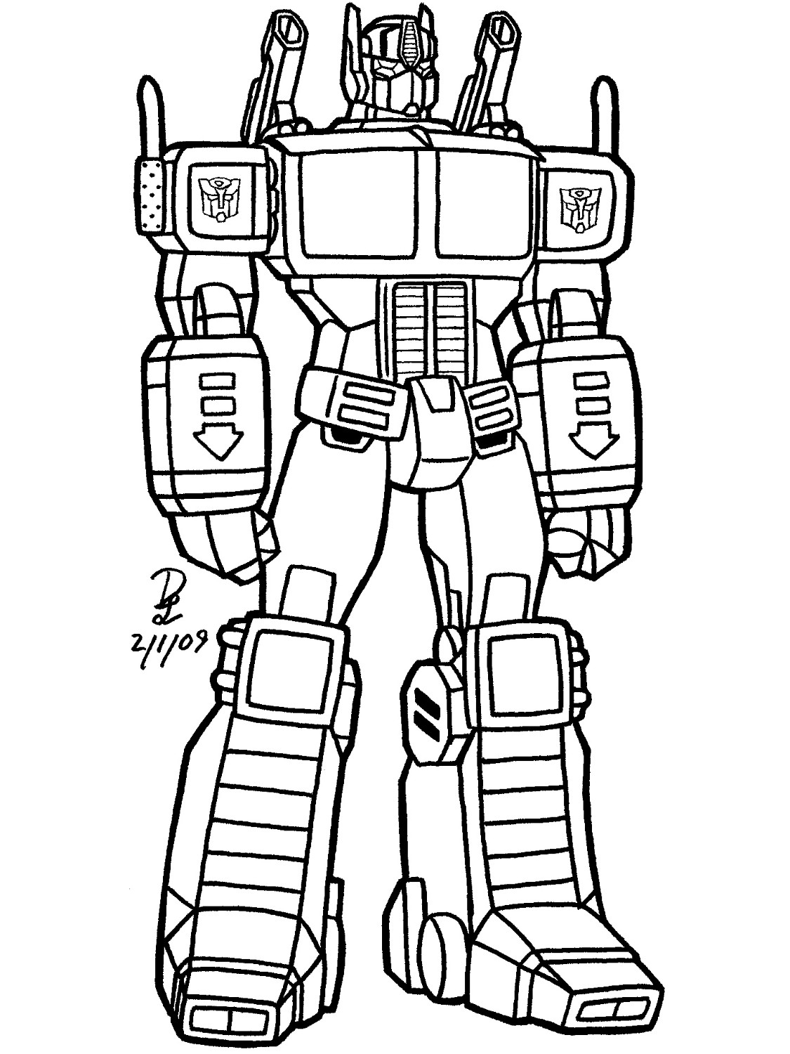 Coloriage d'un robot transformeur en pleine action dans un décor futuriste