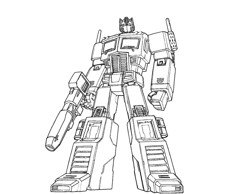 Coloriage d'un robot Transformers en pleine action