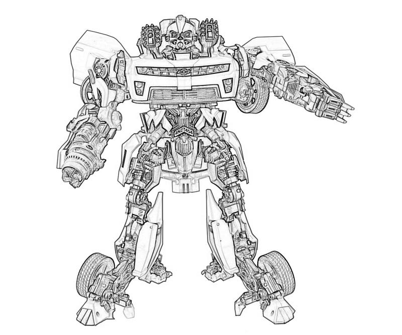 Coloriage de Transformers avec un robot en pleine action