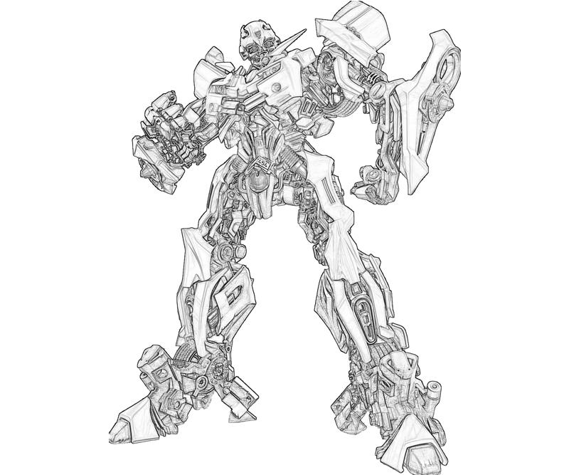 Coloriage de Transformers avec Optimus Prime et un décor futuriste