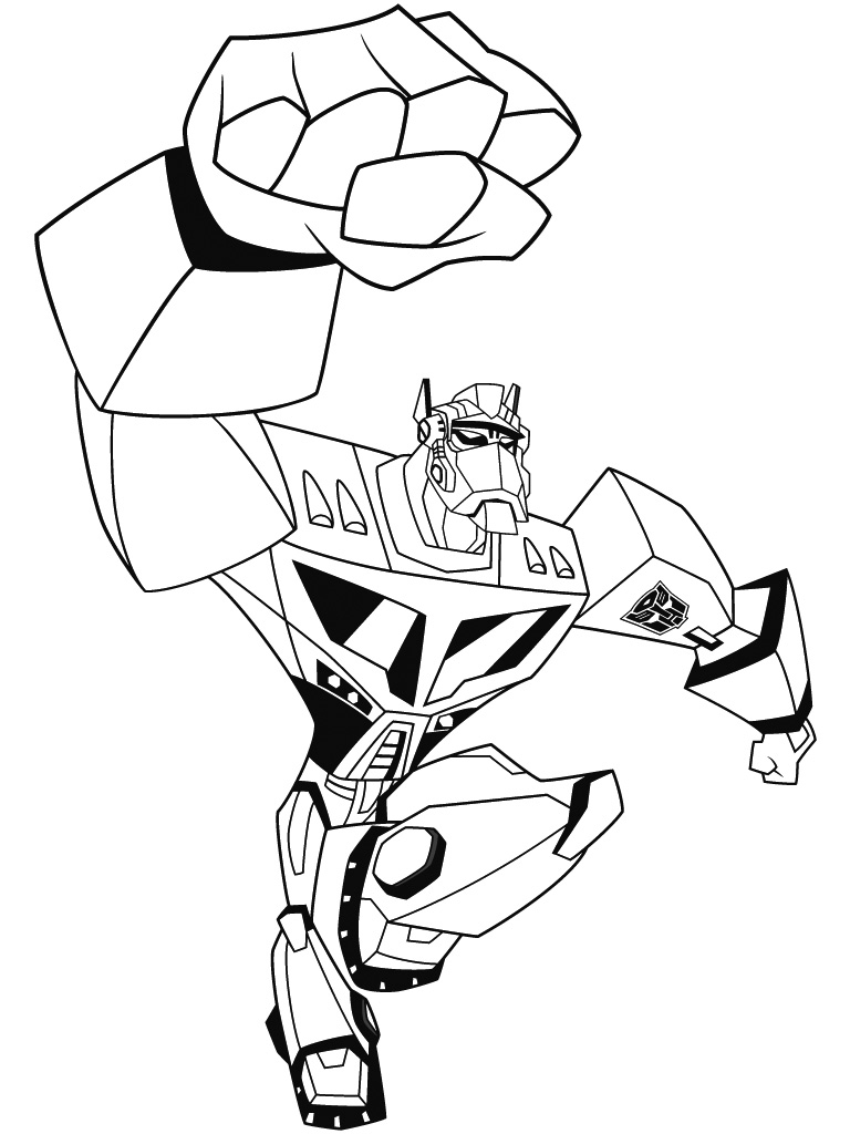 Scène d'action des Transformers avec Optimus Prime et Megatron