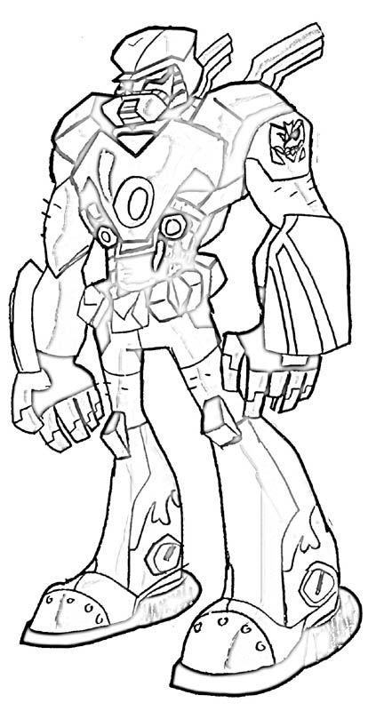 Coloriage de Transformers avec Optimus Prime en pleine action