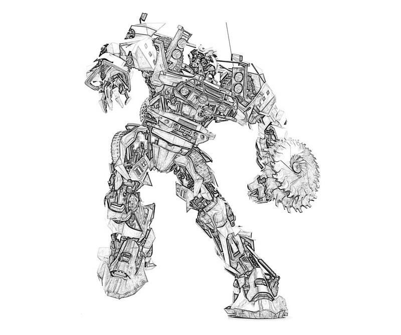 Coloriage de Transformers avec Optimus Prime en pleine action