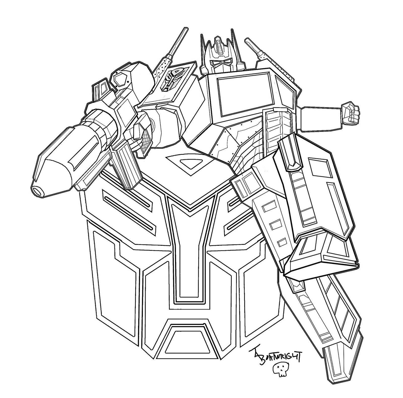 Transformers en pleine action sur fond de ville futuriste