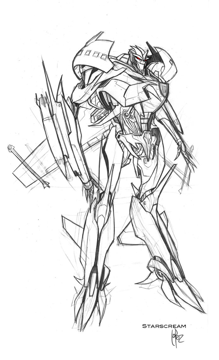 Coloriage d’un robot Transformers en pleine action