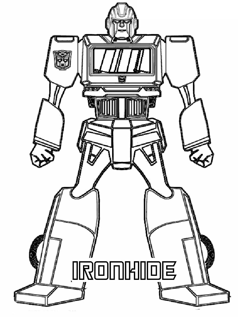 Coloriage de Transformers avec Optimus Prime et un décor futuriste
