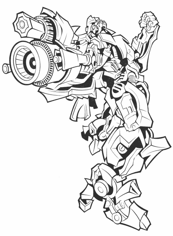 Coloriage de Transformers avec Optimus Prime et un Autobot en action