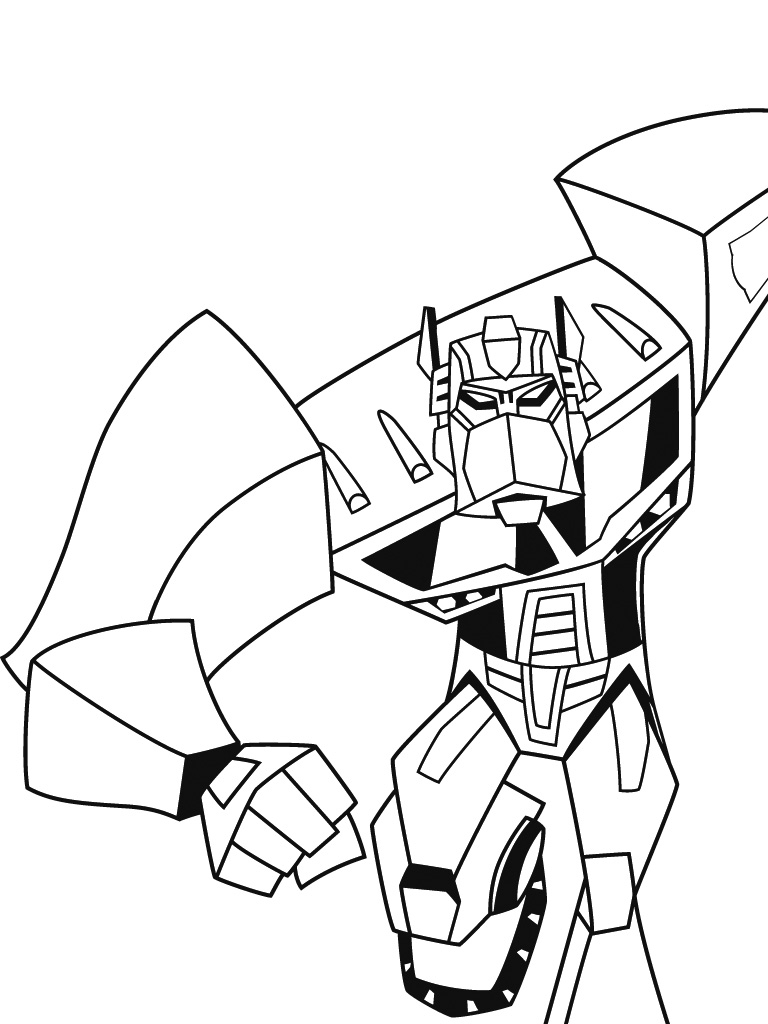 Coloriage de Transformers avec Optimus Prime en pleine action