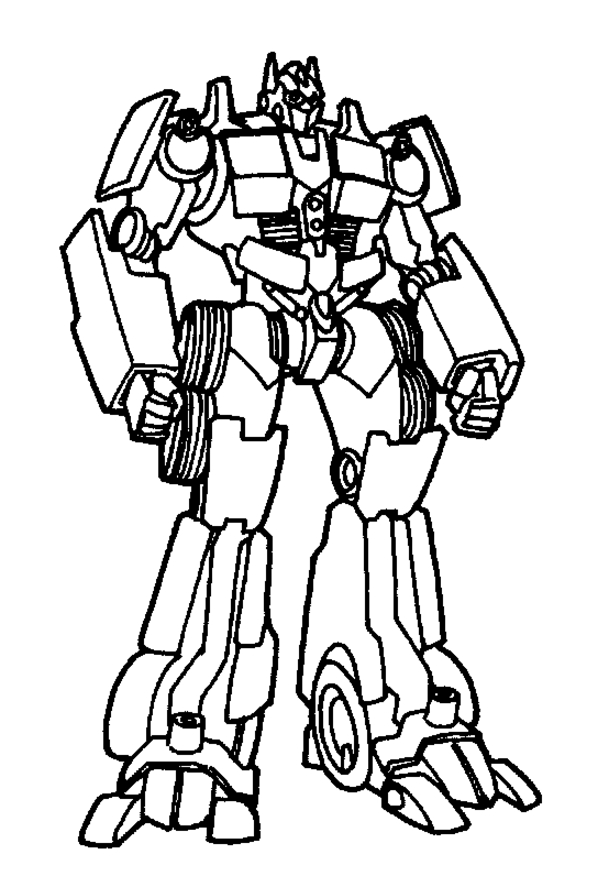 Coloriage de Transformers avec Optimus Prime en pleine action