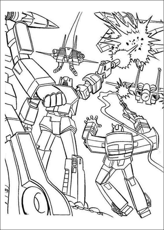 Coloriage de Transformers avec personnages emblématiques en action