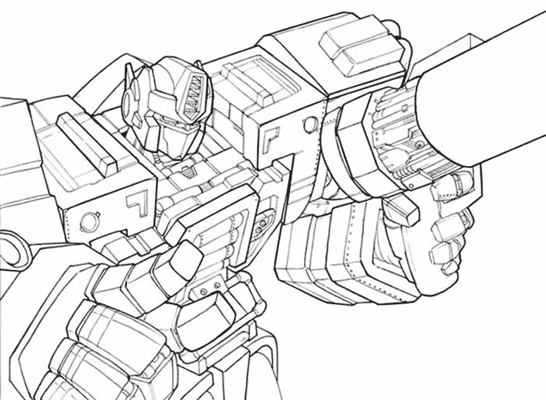 Coloriage de Transformers : Optimus Prime en pleine action
