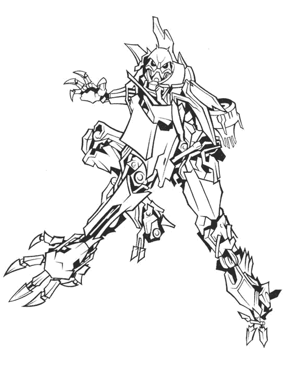 Coloriage de Transformers avec Optimus Prime en pleine action