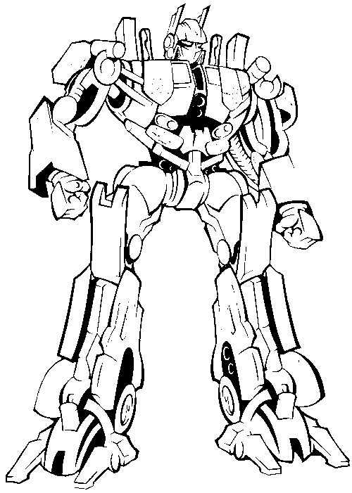 Coloriage de Transformers avec Optimus Prime en action