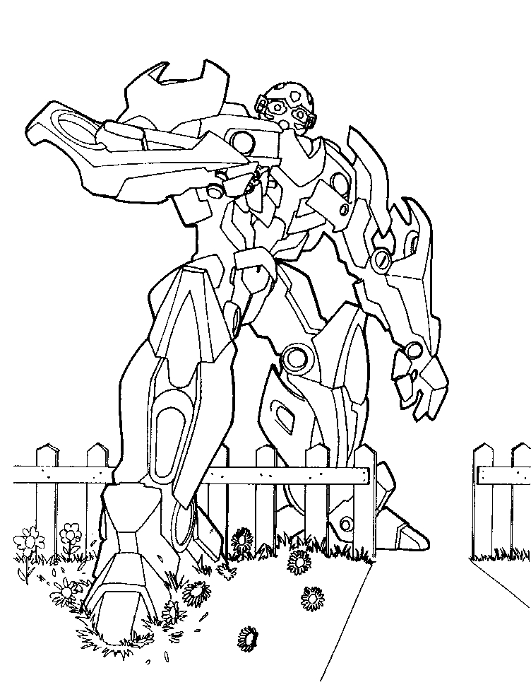 Coloriage de Transformers avec Optimus Prime en action