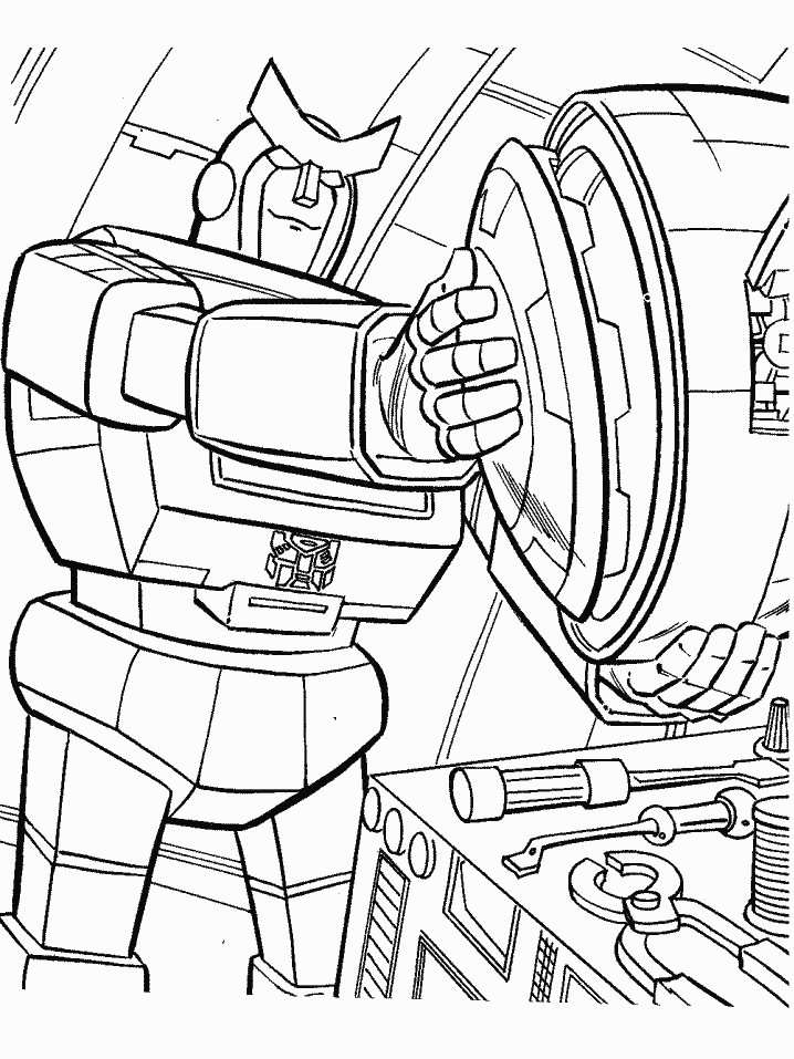 Coloriage de Transformers avec Optimus Prime en action
