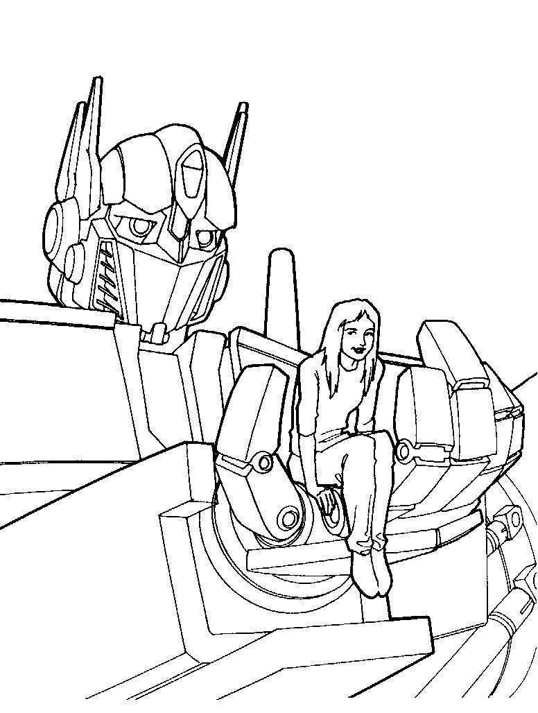 Coloriage de Transformers : Optimus Prime en pleine action