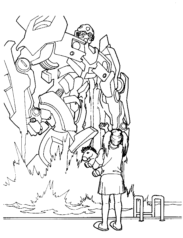 Coloriage de Transformers : Optimus Prime en pleine action