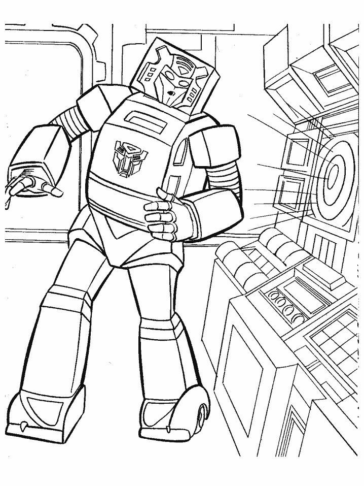 Coloriage de Transformers avec Optimus Prime en action