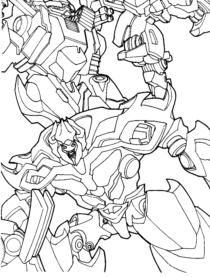 Coloriage de Transformers avec Optimus Prime en action