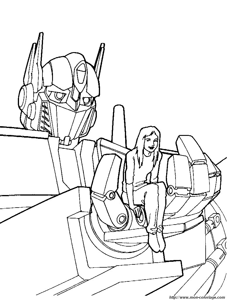 Coloriage de Transformers en pleine action sur un fond dynamique