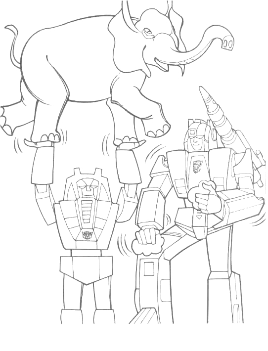 Coloriage de Transformers : Optimus Prime en pleine bataille