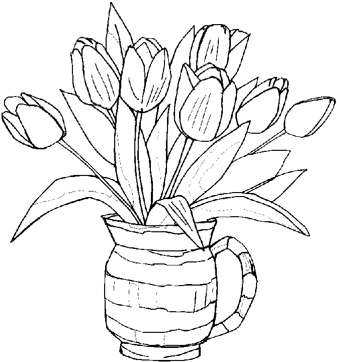 Coloriage d'une tulipe épanouie sur fond simple