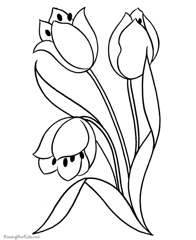 Coloriage d'une tulipe épanouie dans un jardin