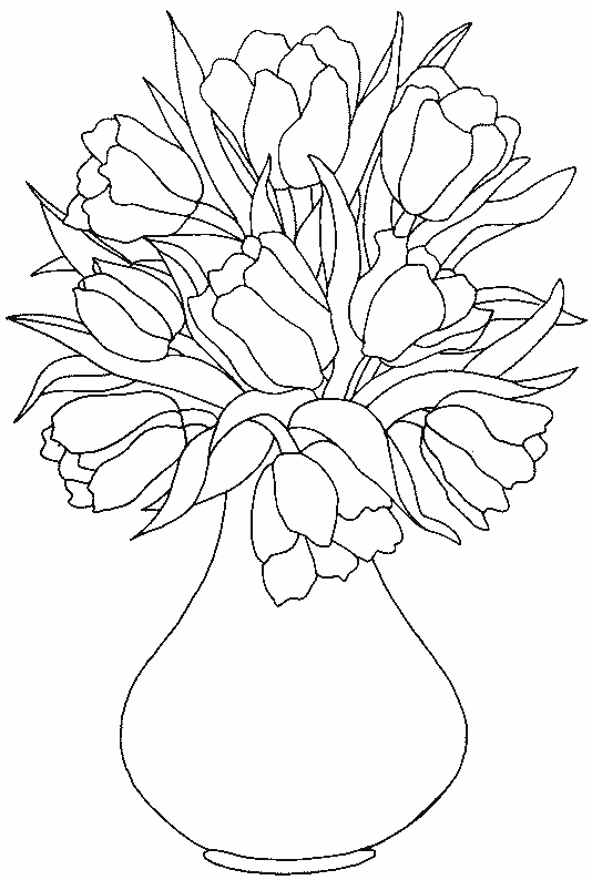 Coloriage d'une tulipe épanouie dans un jardin