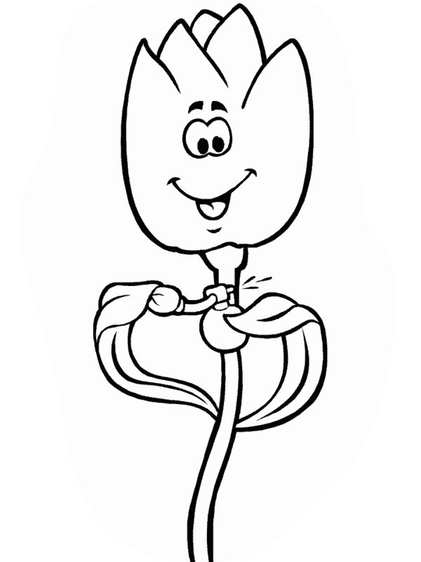 Coloriage d'une tulipe en fleurs sur fond simple