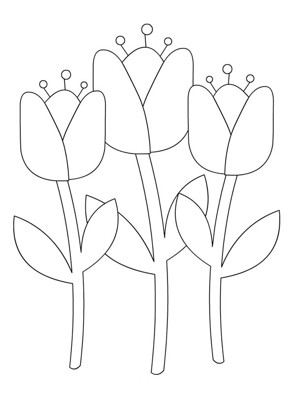 Coloriage d'une tulipe épanouie dans un jardin serein