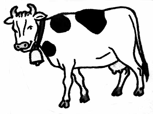 Coloriage d'une vache dans un champ verdoyant