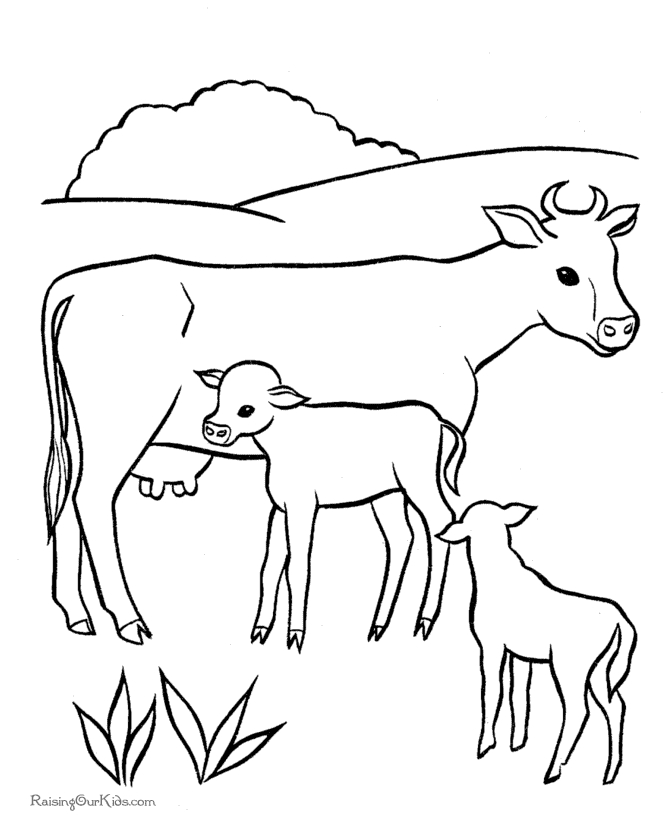 Coloriage d'une vache paisible dans un champ