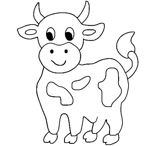 Coloriage d'une vache paisible dans un champ