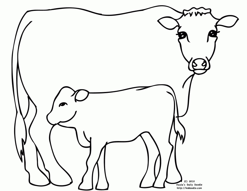 Coloriage d'une vache paisible dans un champ verdoyant