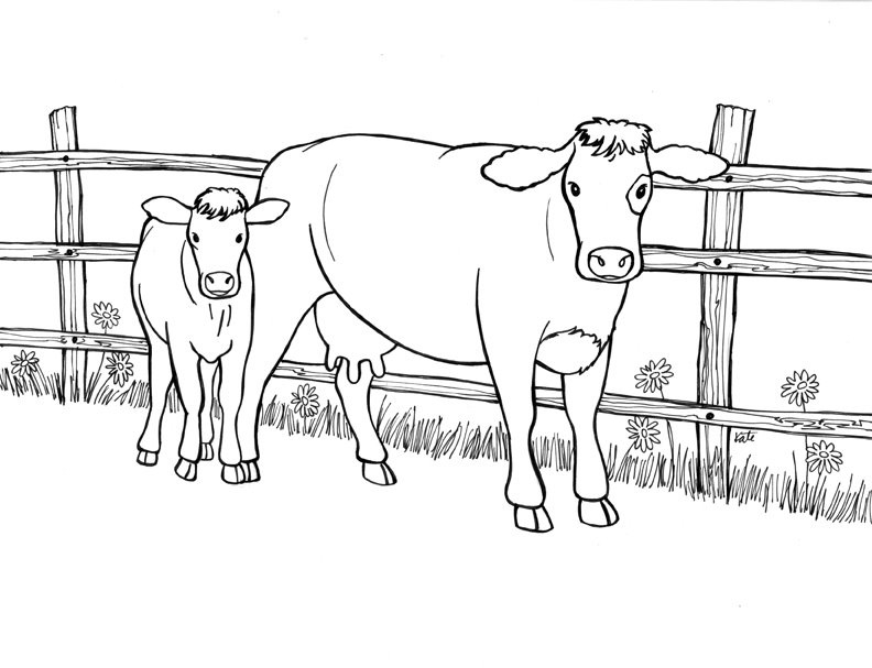Coloriage d'une vache paisible dans un champ ensoleillé