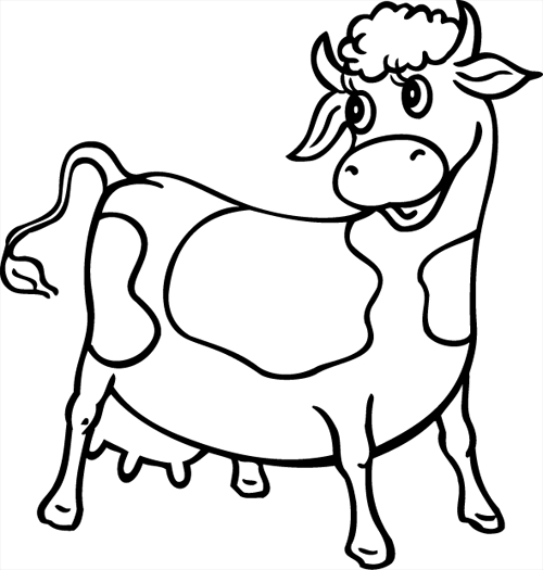 Coloriage d'une vache paisible dans un champ verdoyant