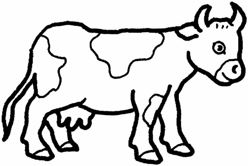 Un coloriage de vache dans un paysage de prairie