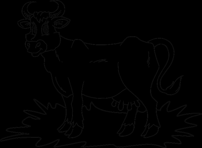 Coloriage d'une vache paisible dans un champ verdoyant