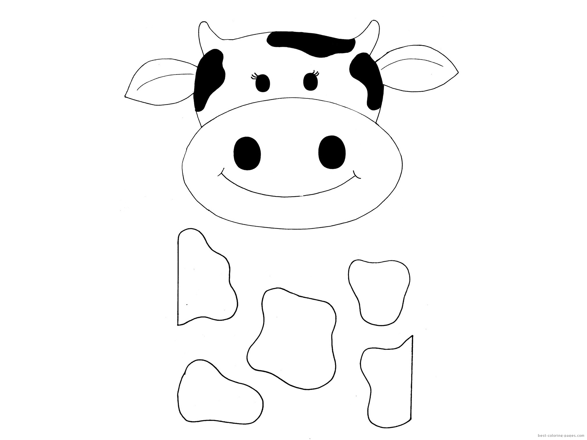 Coloriage d'une vache sous un ciel champêtre