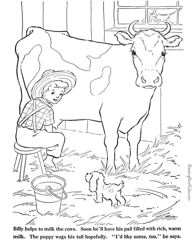 Coloriage d'une vache paisible dans un champ verdoyant