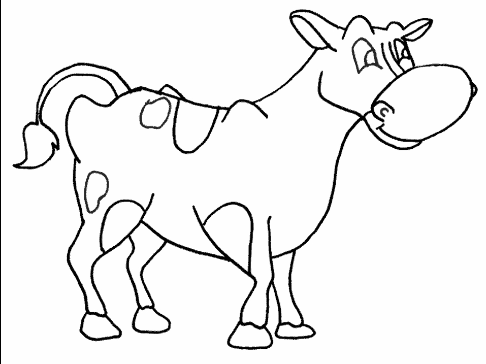 Coloriage d'une vache paisible dans un pré verdoyant