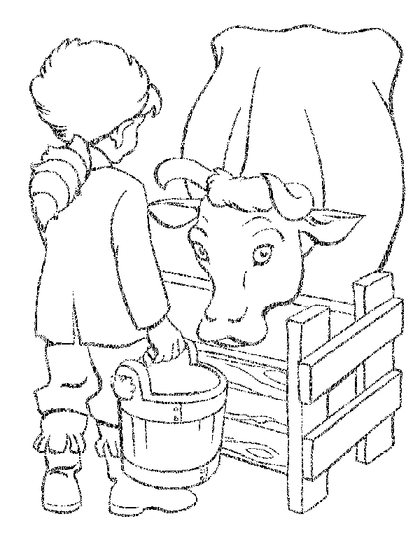 Coloriage d'une vache paisible dans un champ verdoyant