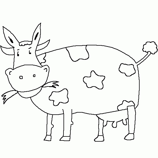 Coloriage d'une vache paisible dans un champ verdoyant