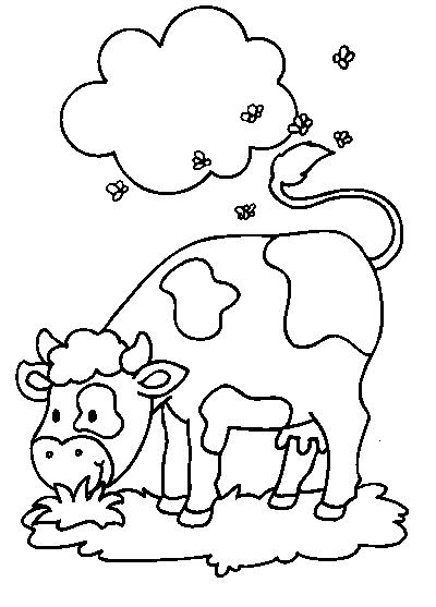 Vache paisible dans un paysage champêtre à colorier