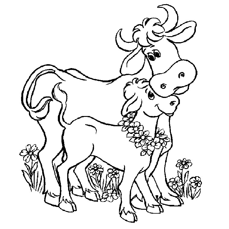 Coloriage d'une vache paisible dans un champ ensoleillé
