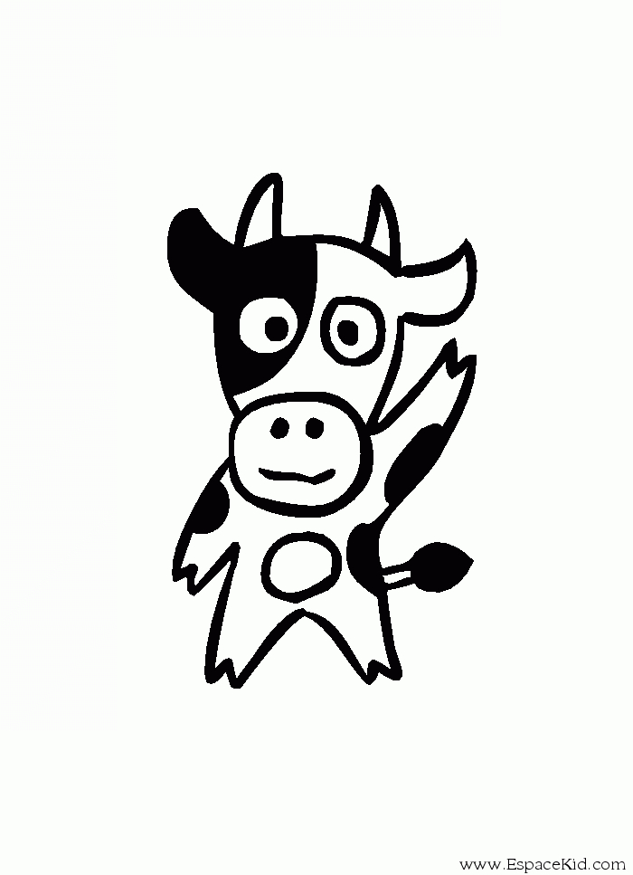 Coloriage d'une vache paisible dans un champ verdoyant